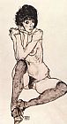 Egon Schiele Famous Paintings - Sitting feminine act